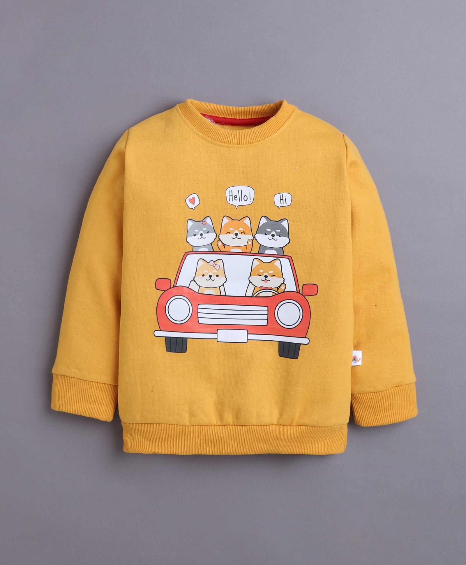 Mustard & Brown Boys Full Sleeves Sweatshirt & Jogger Set