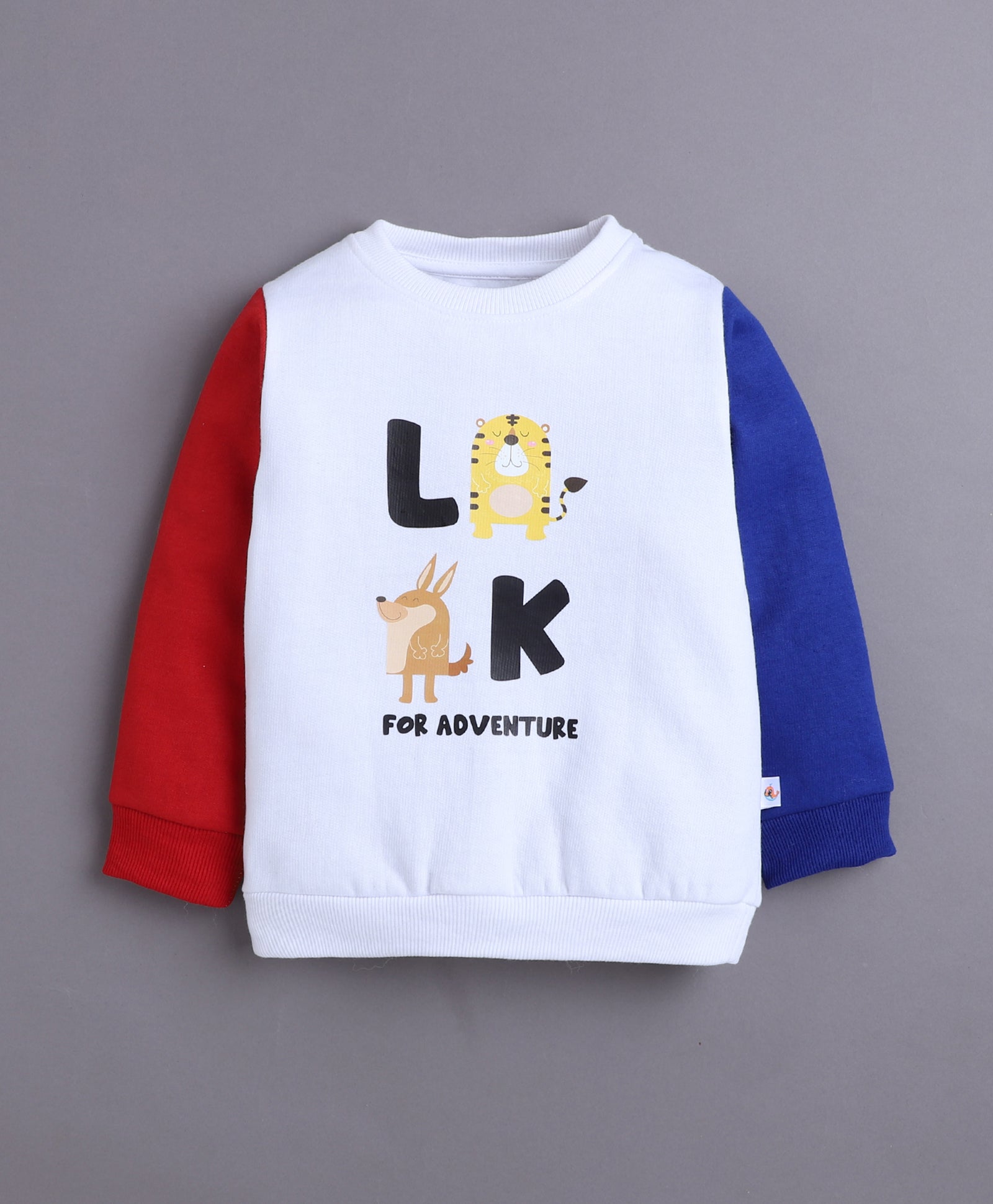 White & Blue Boys Full Sleeves Sweatshirt & Jogger Set