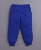 Bumzee White & Blue Animal Print Sweatshirt & Jogger Set, Full Sleeves, Fleece