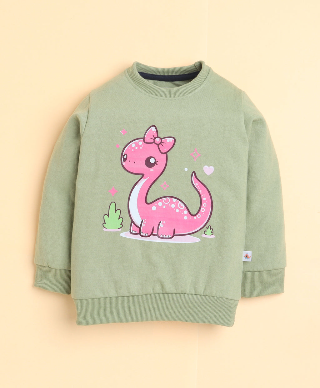 Bumzee Green & Navy Animal Print Sweatshirt & Jogger Set, Full Sleeves, Fleece