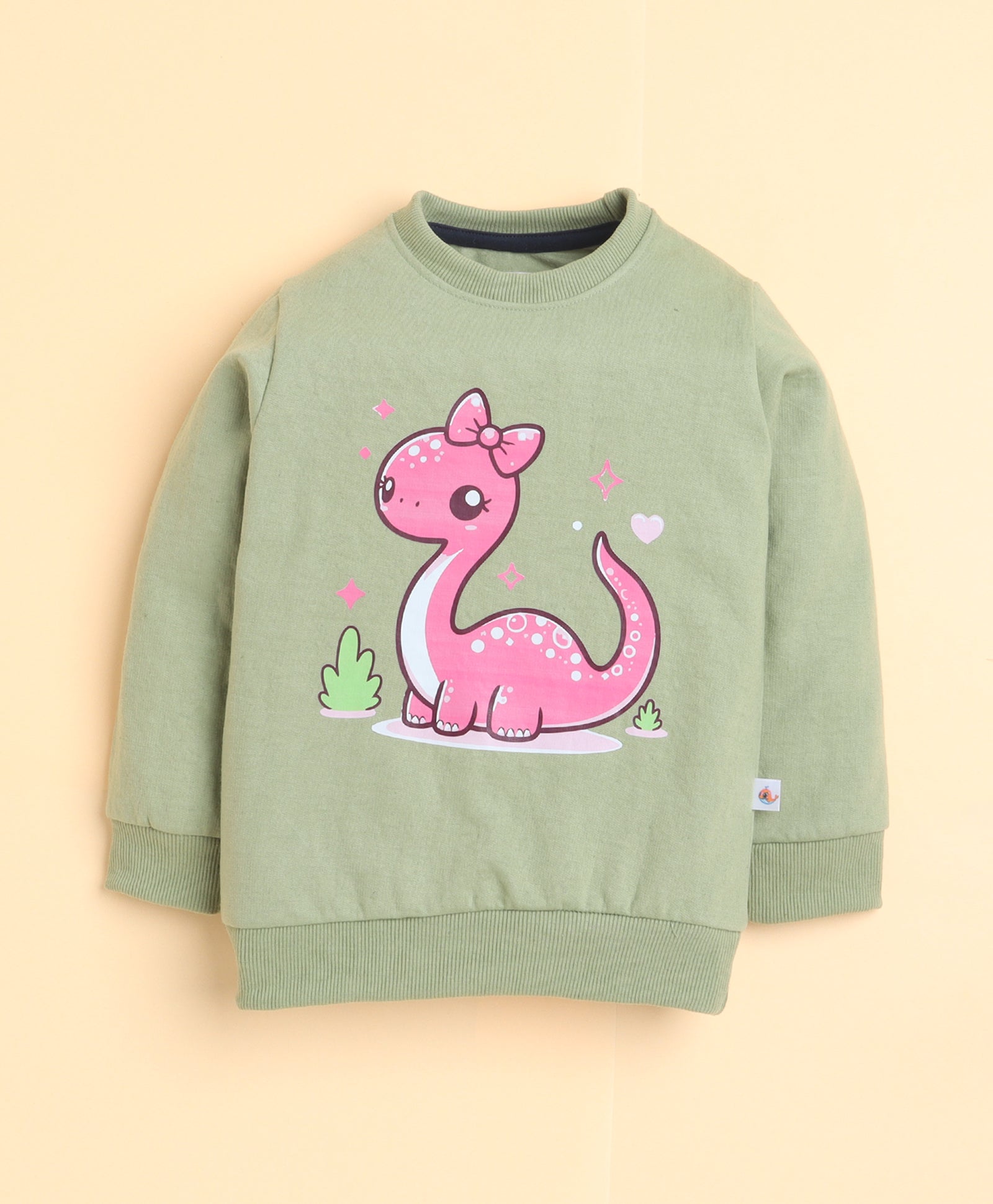 Green & Navy Girls Full Sleeves Sweatshirt & Jogger Set