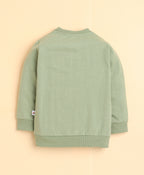 Bumzee Green & Navy Animal Print Sweatshirt & Jogger Set, Full Sleeves, Fleece