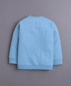 Bumzee Blue & Pink Animal Print Sweatshirt & Jogger Set, Full Sleeves, Fleece
