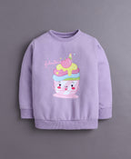 Bumzee Lavender & White Animal Print Sweatshirt & Jogger Set, Full Sleeves, Fleece