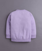 Bumzee Lavender & White Animal Print Sweatshirt & Jogger Set, Full Sleeves, Fleece