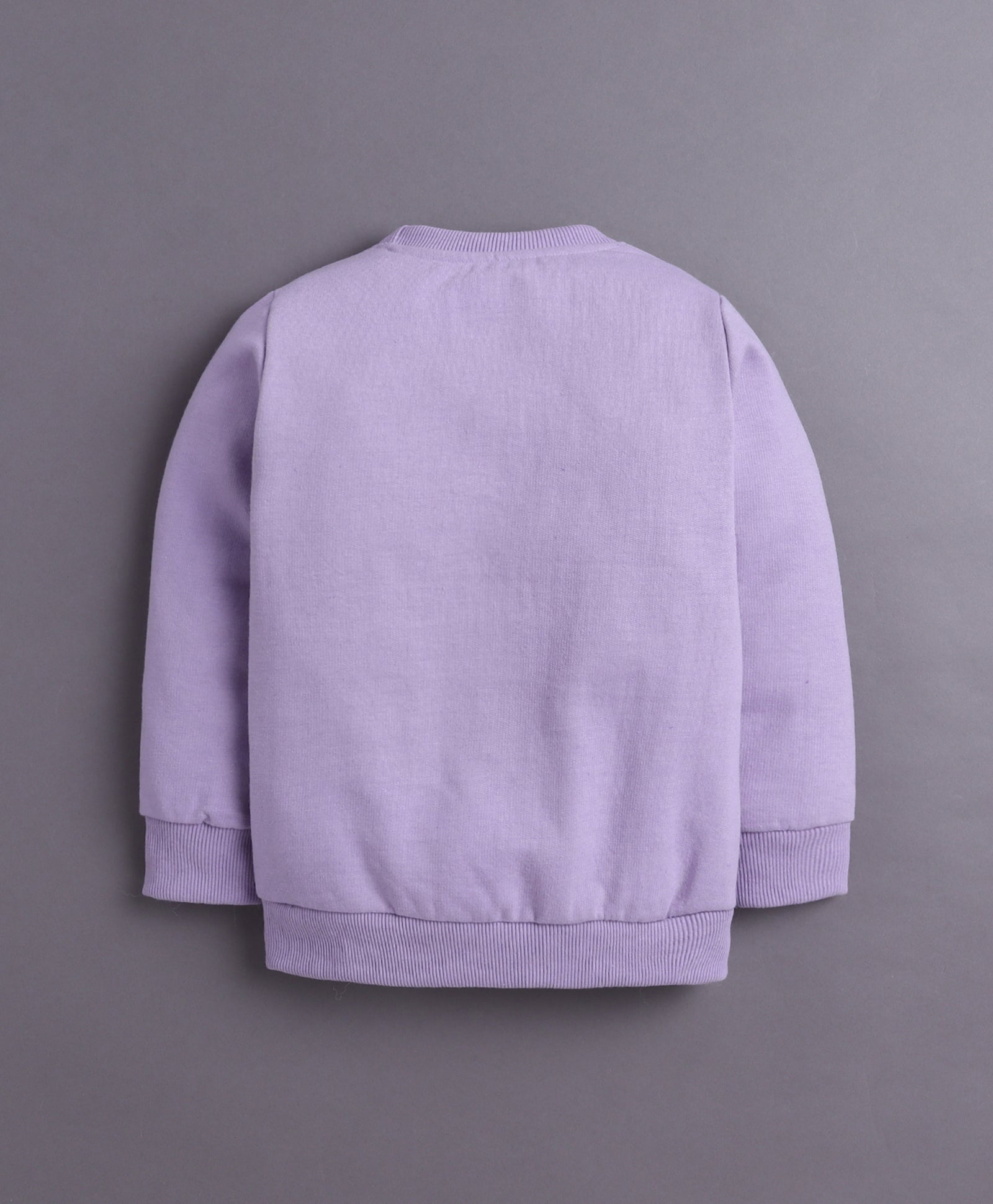Lavender & White Girls Full Sleeves Sweatshirt & Jogger Set
