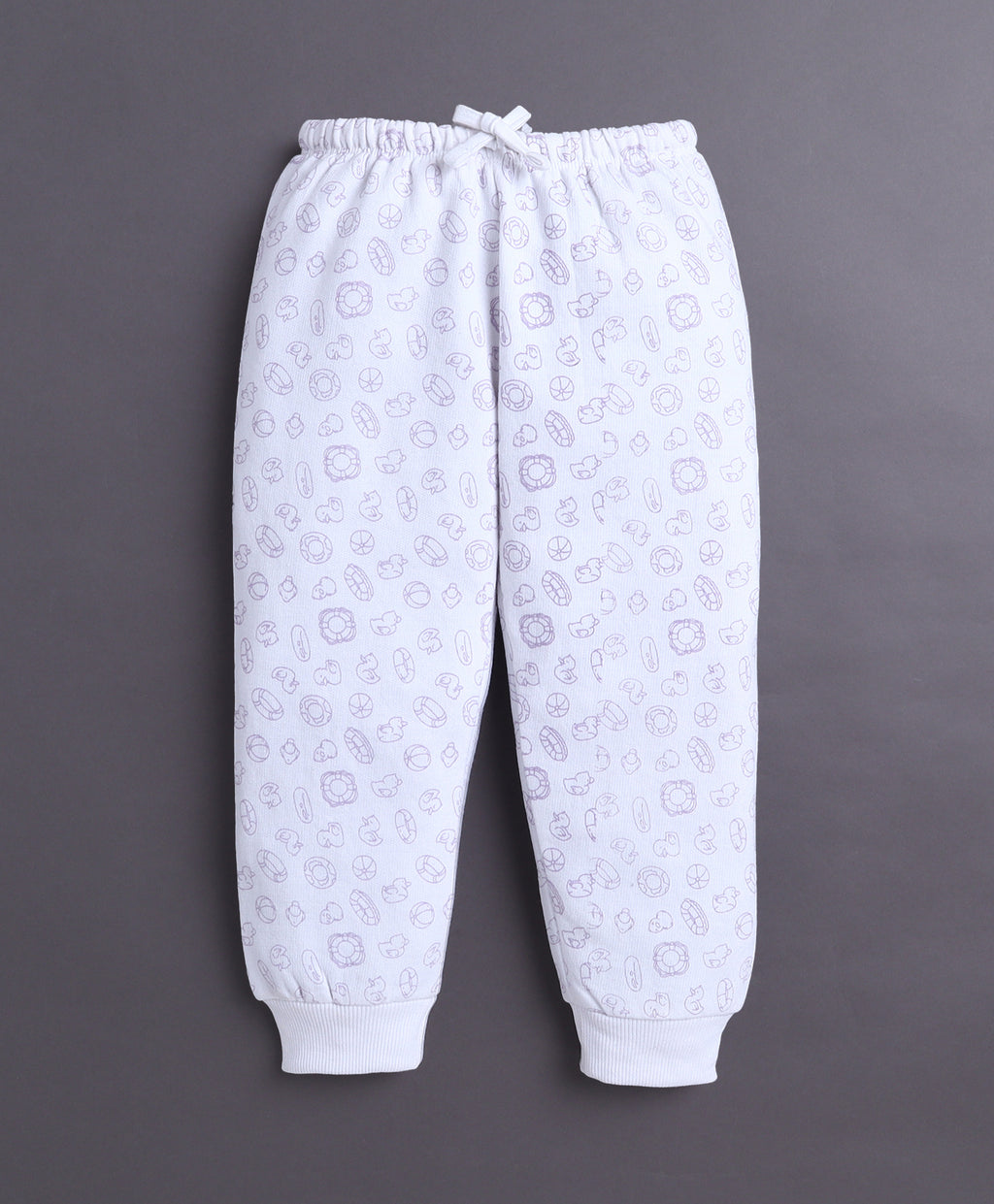 Bumzee Lavender & White Animal Print Sweatshirt & Jogger Set, Full Sleeves, Fleece