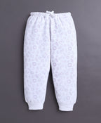 Bumzee Lavender & White Animal Print Sweatshirt & Jogger Set, Full Sleeves, Fleece