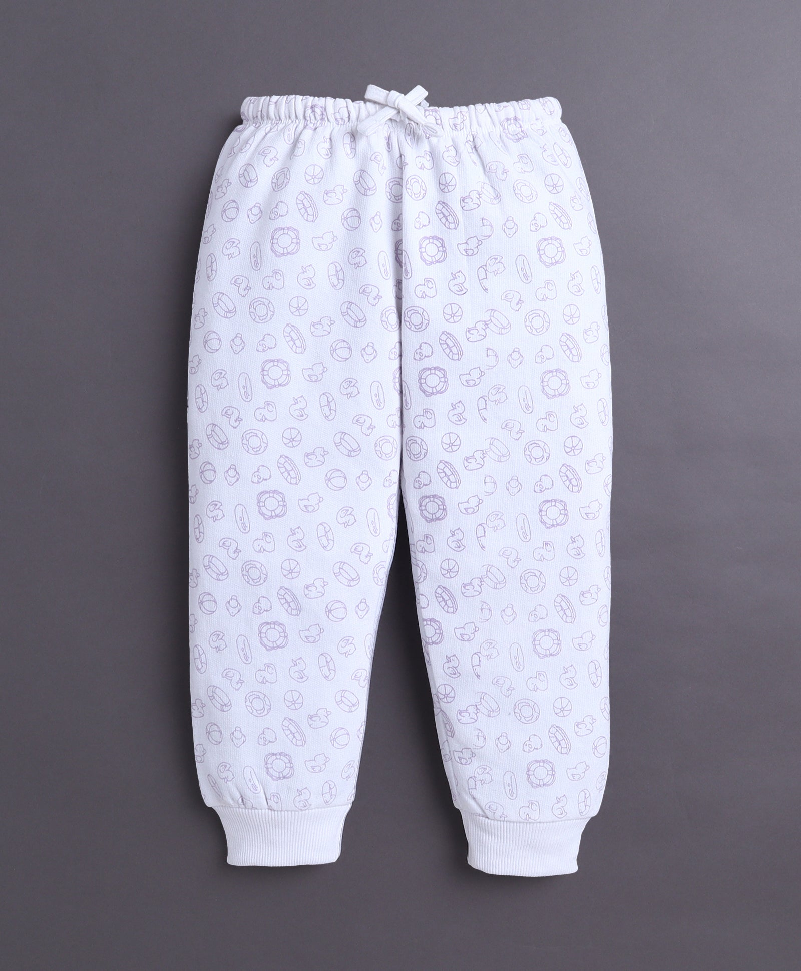 Lavender & White Girls Full Sleeves Sweatshirt & Jogger Set