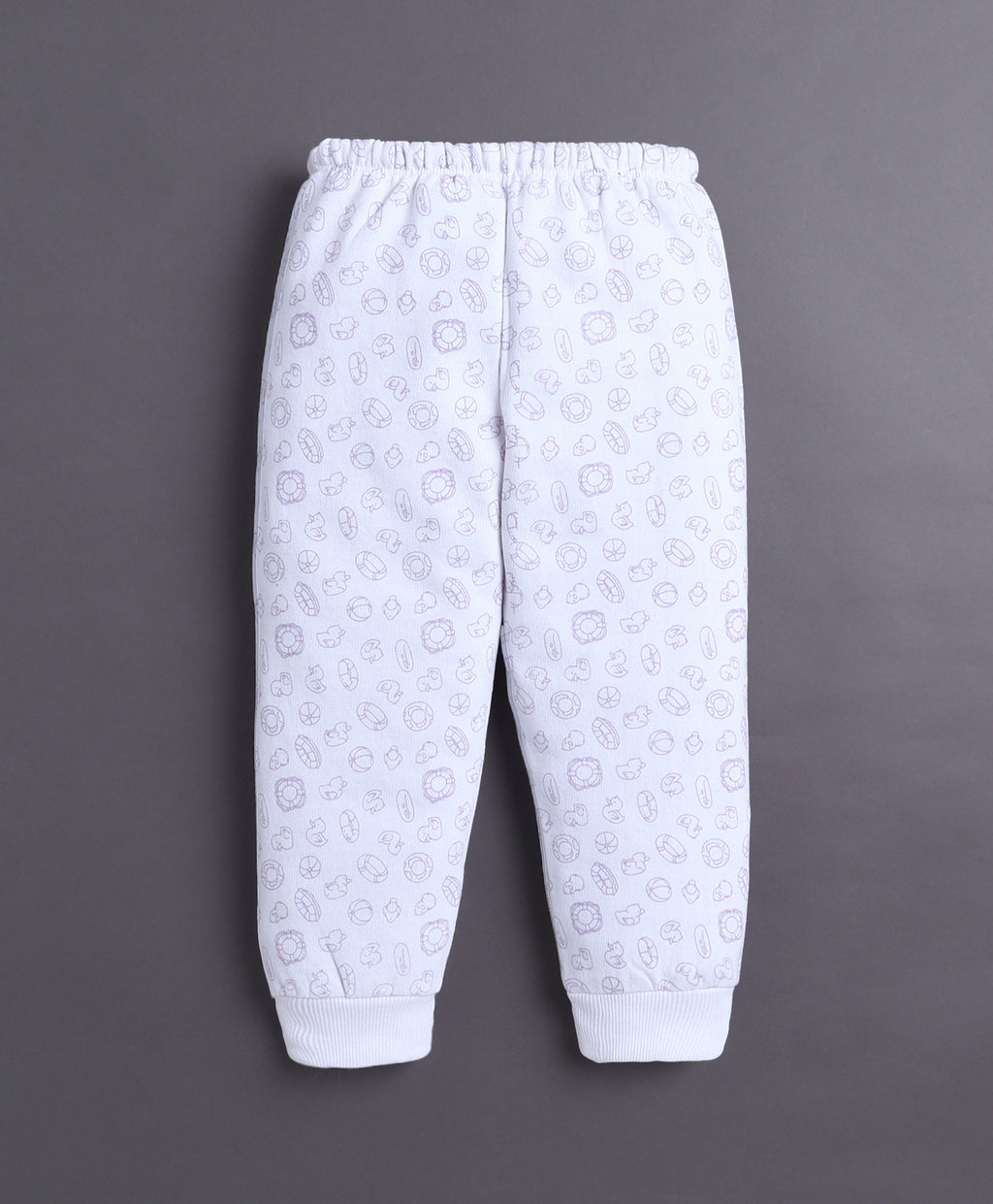 Bumzee Lavender & White Animal Print Sweatshirt & Jogger Set, Full Sleeves, Fleece