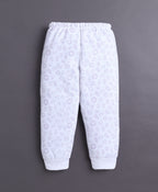 Bumzee Lavender & White Animal Print Sweatshirt & Jogger Set, Full Sleeves, Fleece