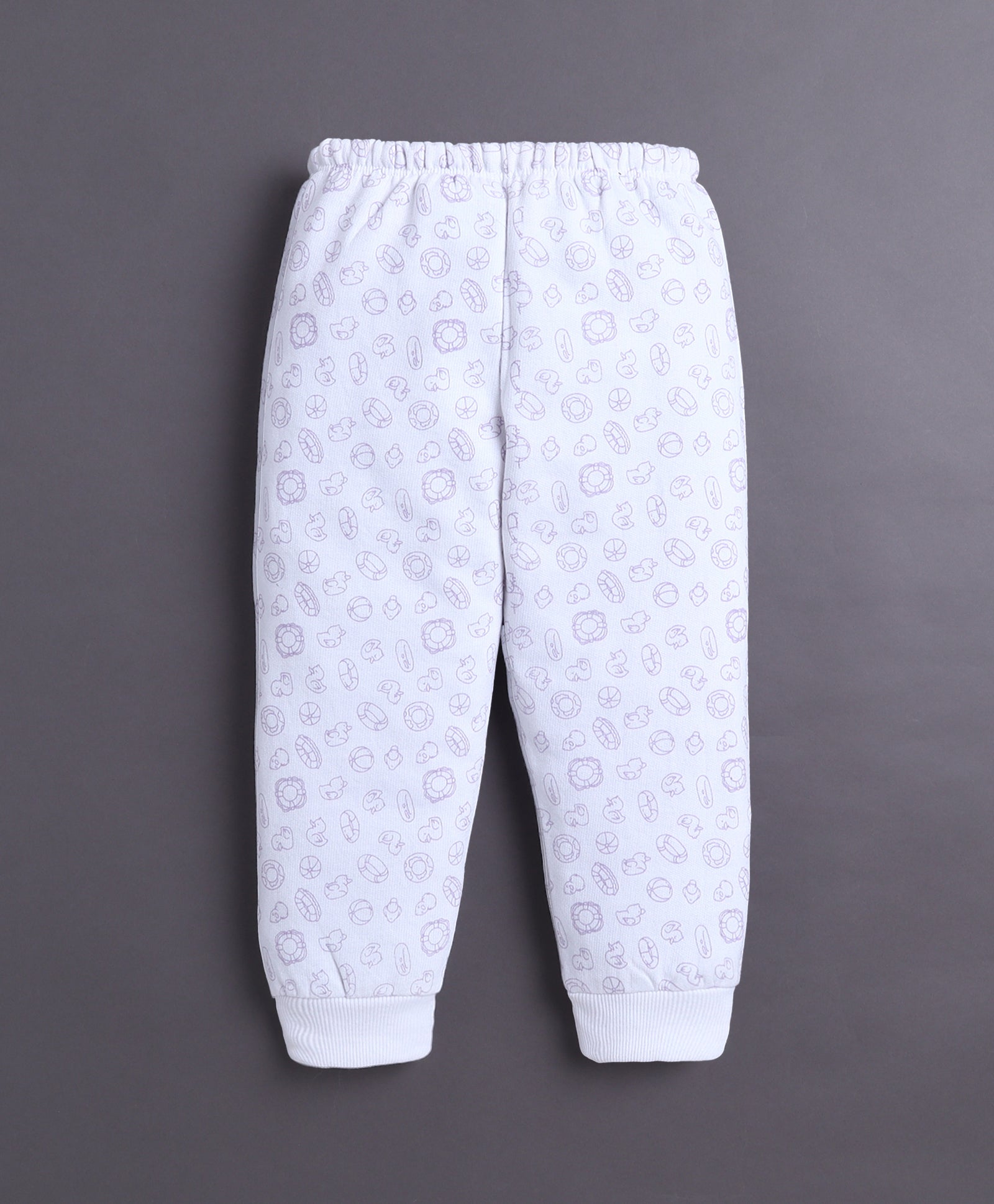 Lavender & White Girls Full Sleeves Sweatshirt & Jogger Set