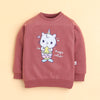 Brick Red Girls Full Sleeves Sweatshirt & Jogger Set