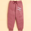 Brick Red Girls Full Sleeves Sweatshirt & Jogger Set