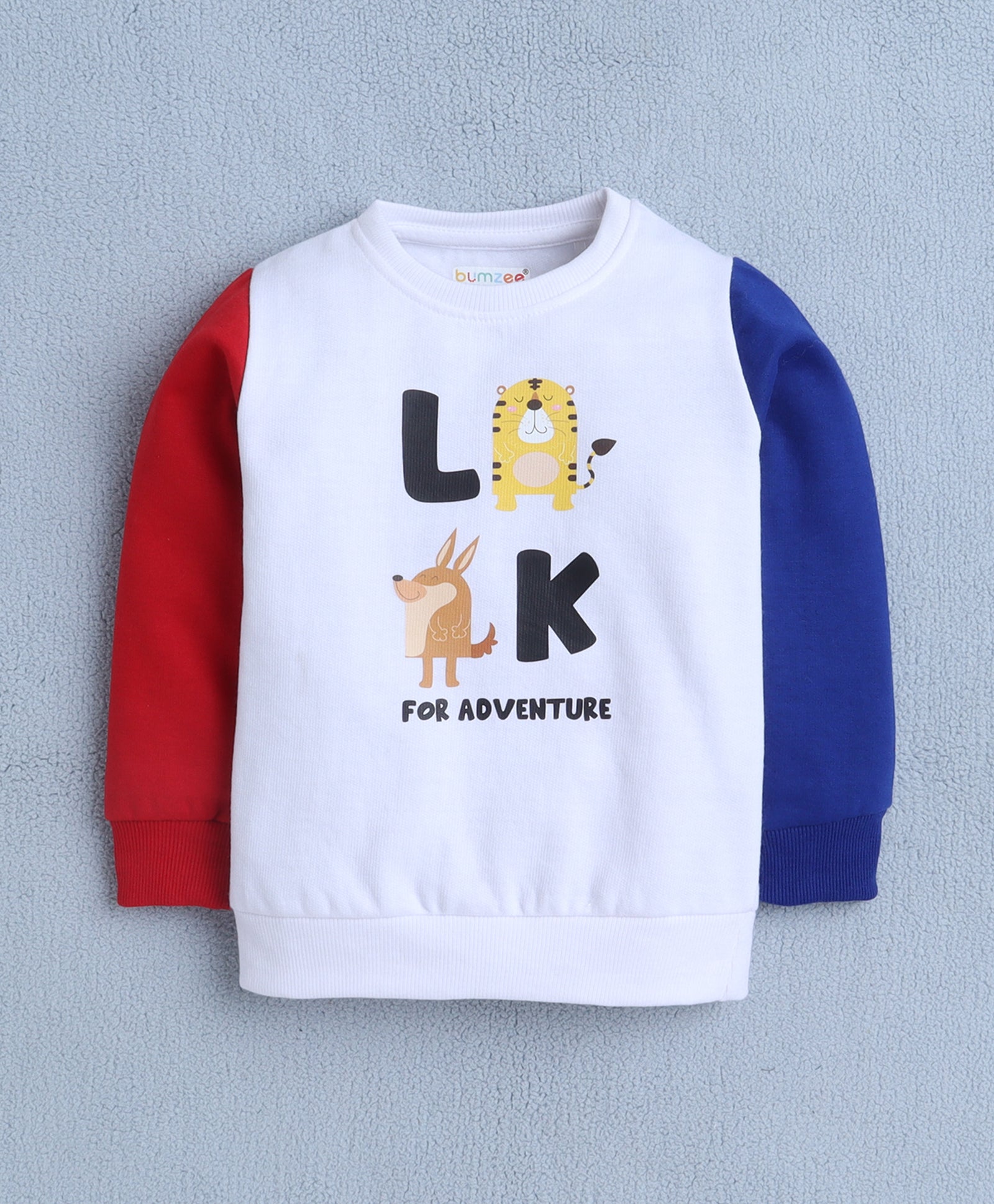 White & Red Boys Full Sleeves Sweatshirt & Jogger Set
