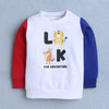 White & Red Boys Full Sleeves Sweatshirt & Jogger Set
