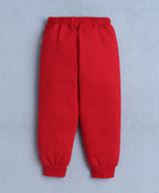Bumzee White & Red Animal Print Sweatshirt & Jogger Set, Full Sleeves, Fleece