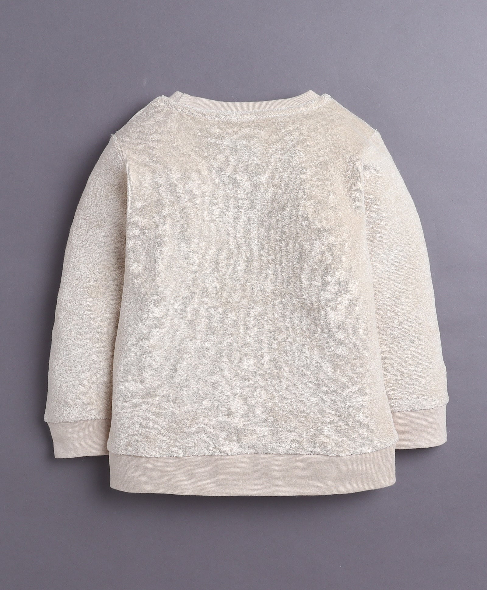 Beige Girls Full Sleeves Sweatshirt & Jogger Set