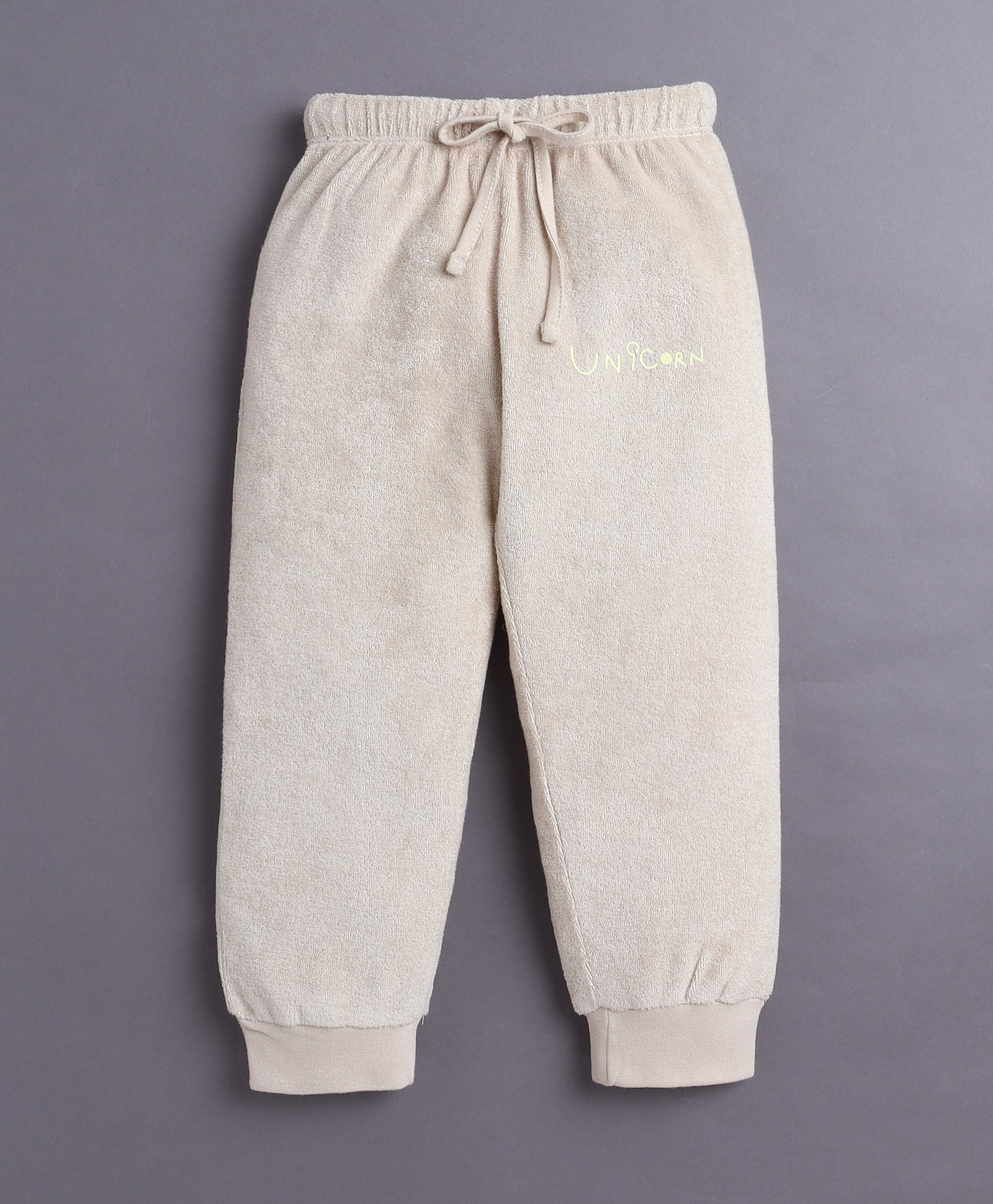 Beige Girls Full Sleeves Sweatshirt & Jogger Set