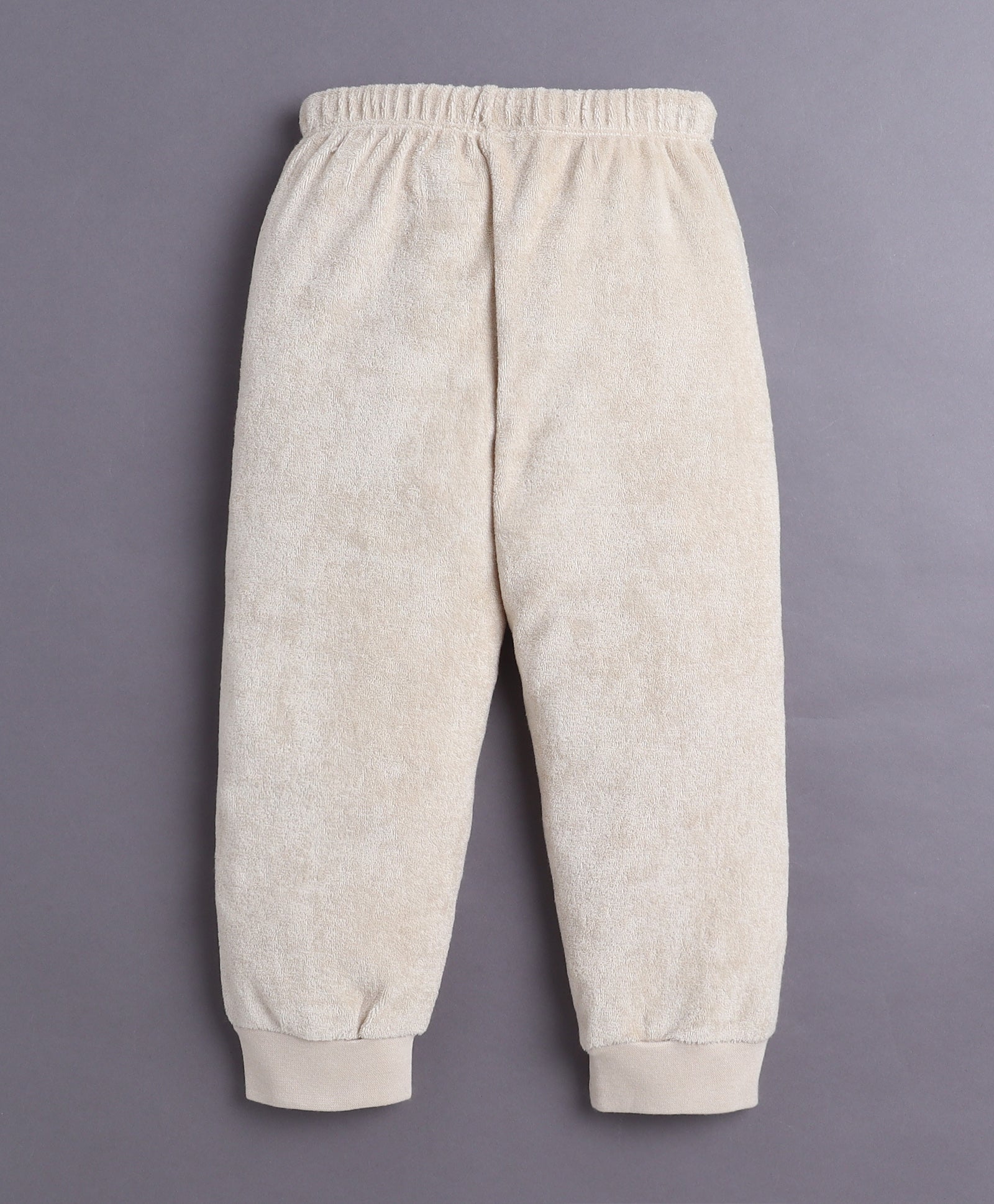 Beige Girls Full Sleeves Sweatshirt & Jogger Set