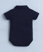Bumzee Navy & Red Bodysuit & Short Set, Half Sleeves, 100% Cotton