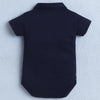 Navy & Red Boys Half Sleeves Bodysuit & Short Set With Applique Bow Suspender & Cap