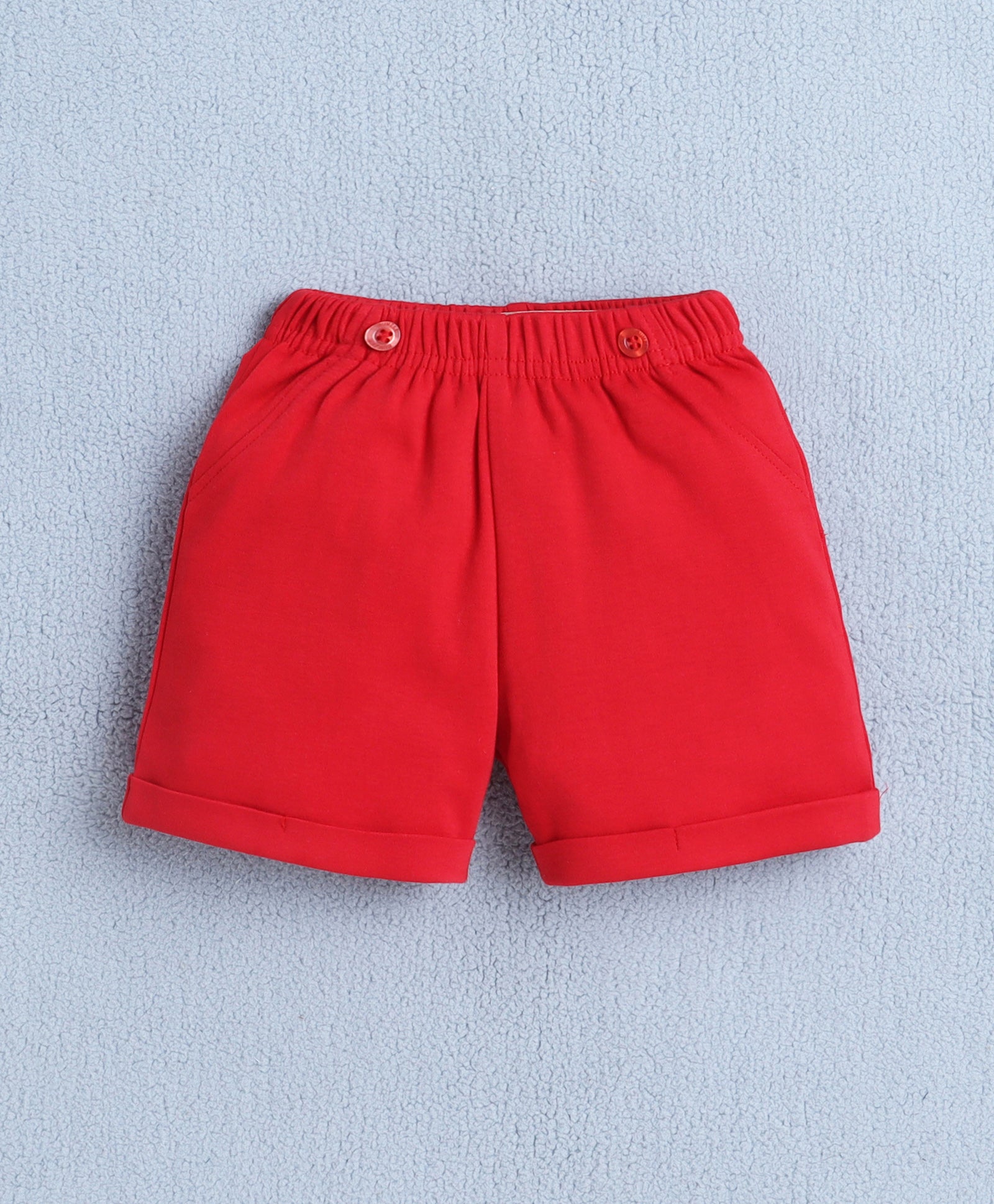 Navy & Red Boys Half Sleeves Bodysuit & Short Set With Applique Bow Suspender & Cap
