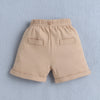 White & Beige Boys Half Sleeves Bodysuit & Short Set With Applique Bow Suspender & Cap