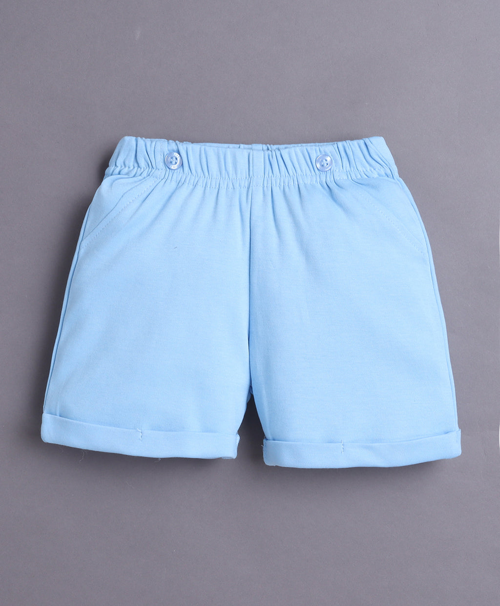 Bumzee White & Sky Blue Striped Bodysuit & Short Set, Half Sleeves, 100% Cotton