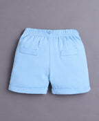 Bumzee White & Sky Blue Striped Bodysuit & Short Set, Half Sleeves, 100% Cotton