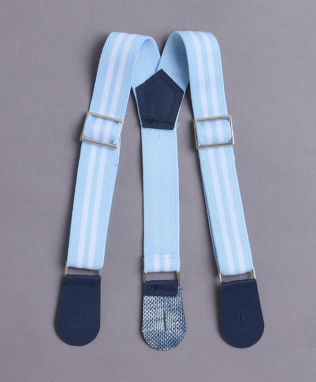 Bumzee White & Sky Blue Striped Bodysuit & Short Set, Half Sleeves, 100% Cotton
