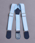 Bumzee White & Sky Blue Striped Bodysuit & Short Set, Half Sleeves, 100% Cotton