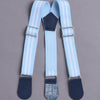 White & Sky Blue Boys Half Sleeves Bodysuit & Short Set With Applique Bow Suspender & Cap