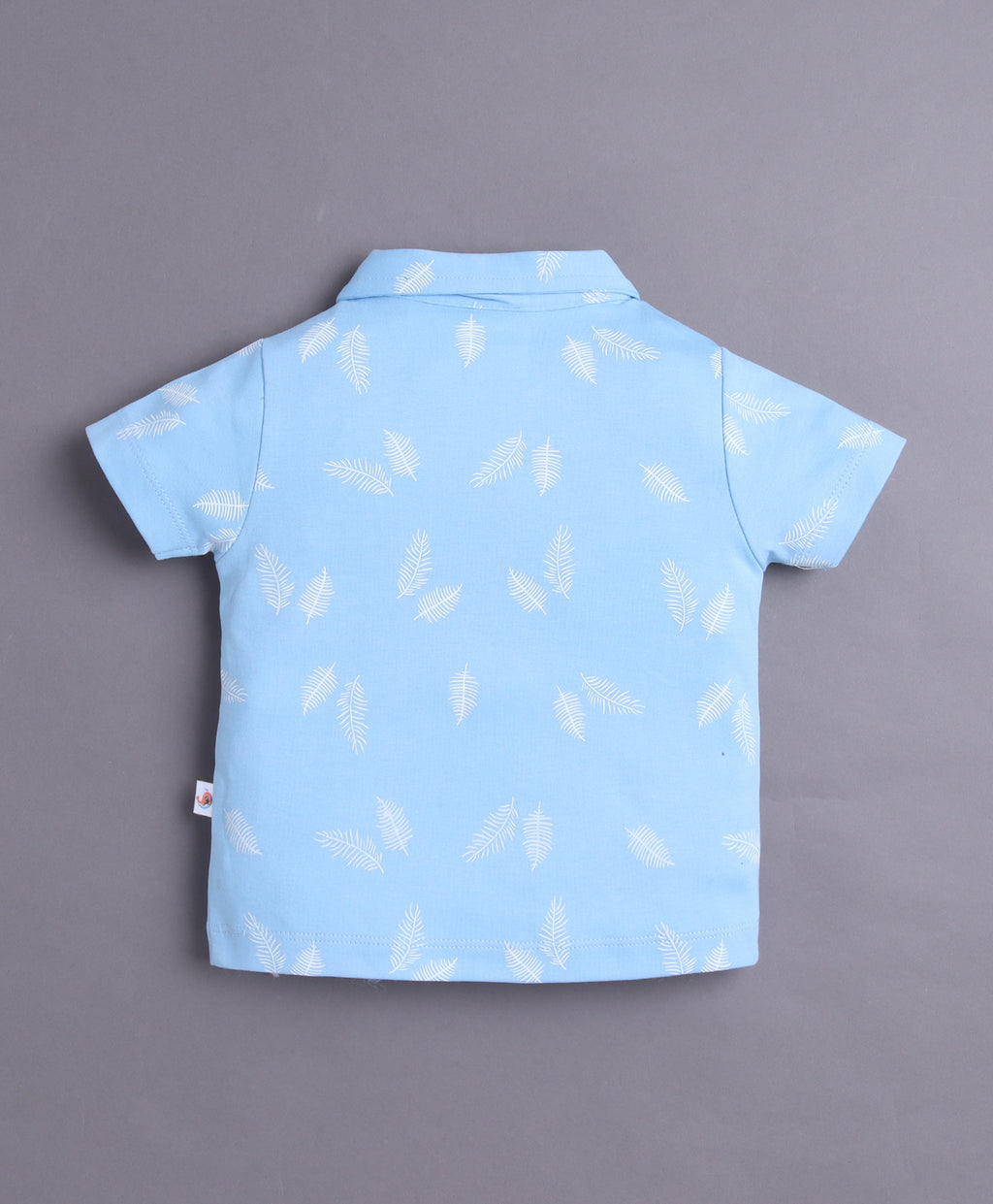 Bumzee Sky Blue & White Graphic Print Formal Set, Half Sleeves, 100% Cotton