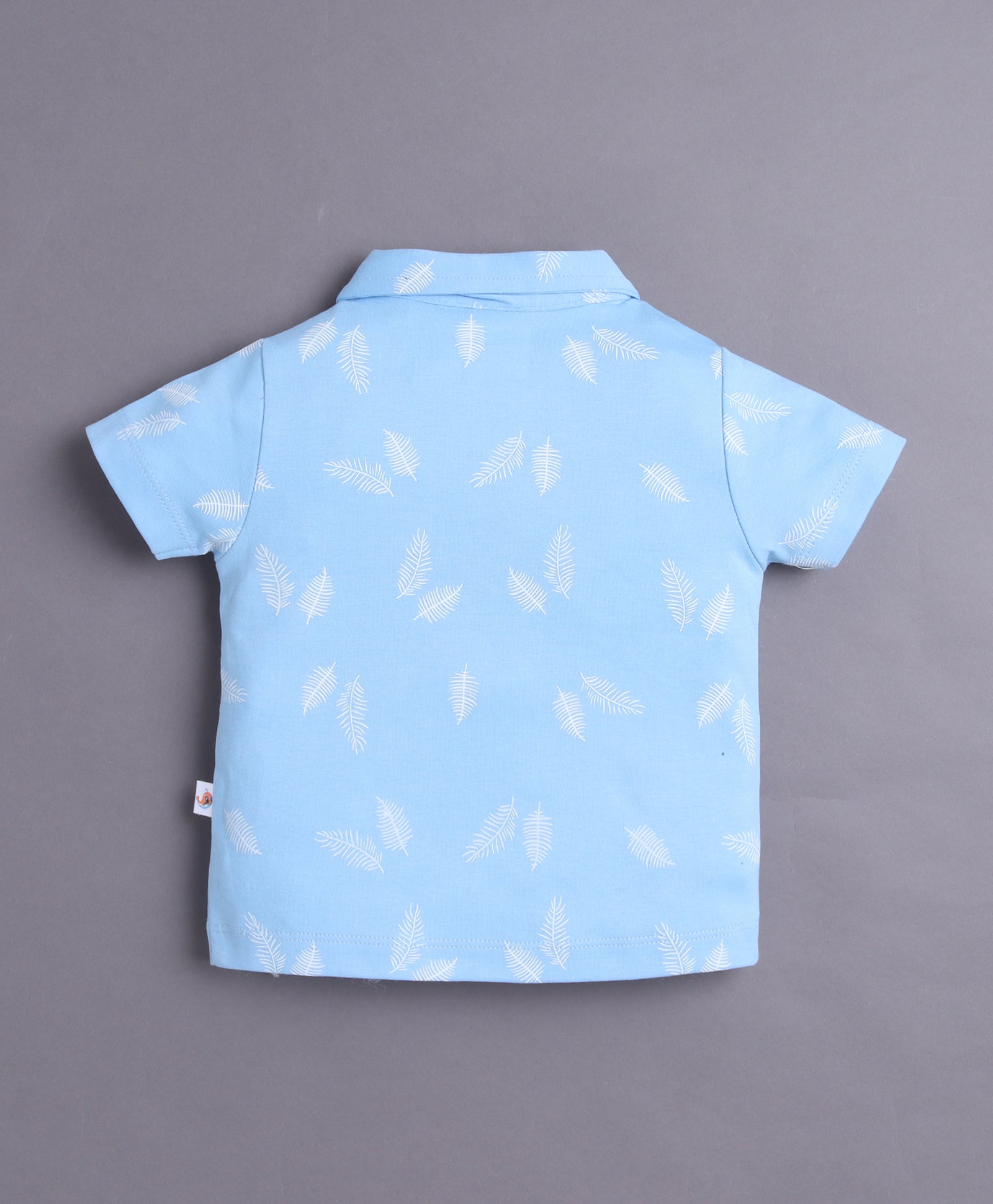 BUMZEE Sky Blue & White Boys Half Sleeves T-shirt & Short Set With Applique Bow Suspender