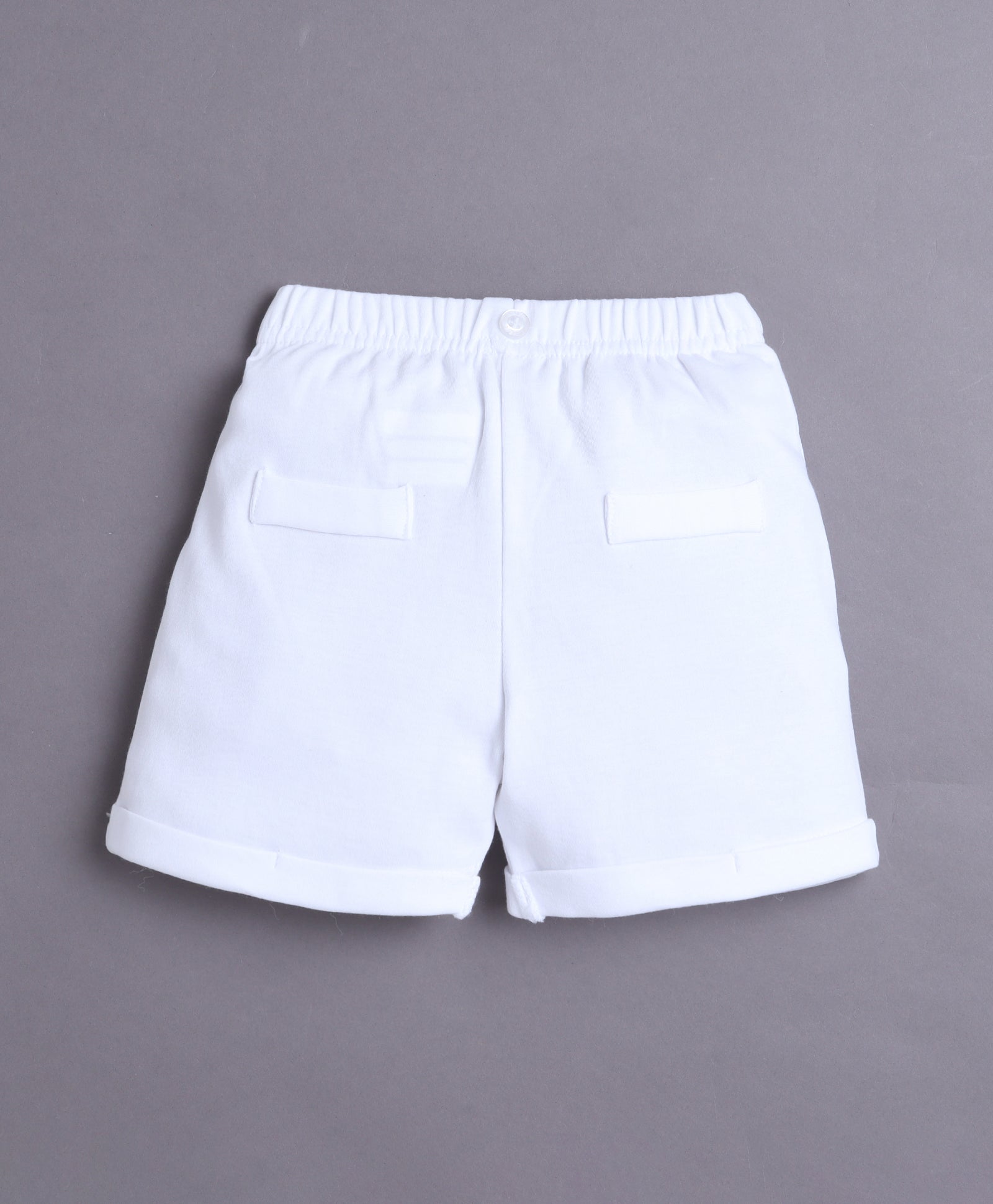 BUMZEE Sky Blue & White Boys Half Sleeves T-shirt & Short Set With Applique Bow Suspender