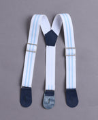 Bumzee Sky Blue & White Graphic Print Formal Set, Half Sleeves, 100% Cotton