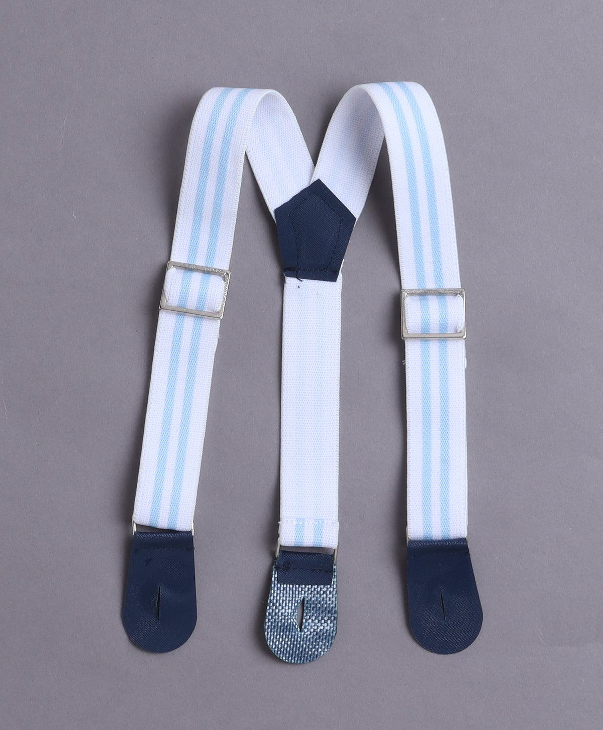 Bumzee Sky Blue & White Graphic Print Formal Set, Half Sleeves, 100% Cotton