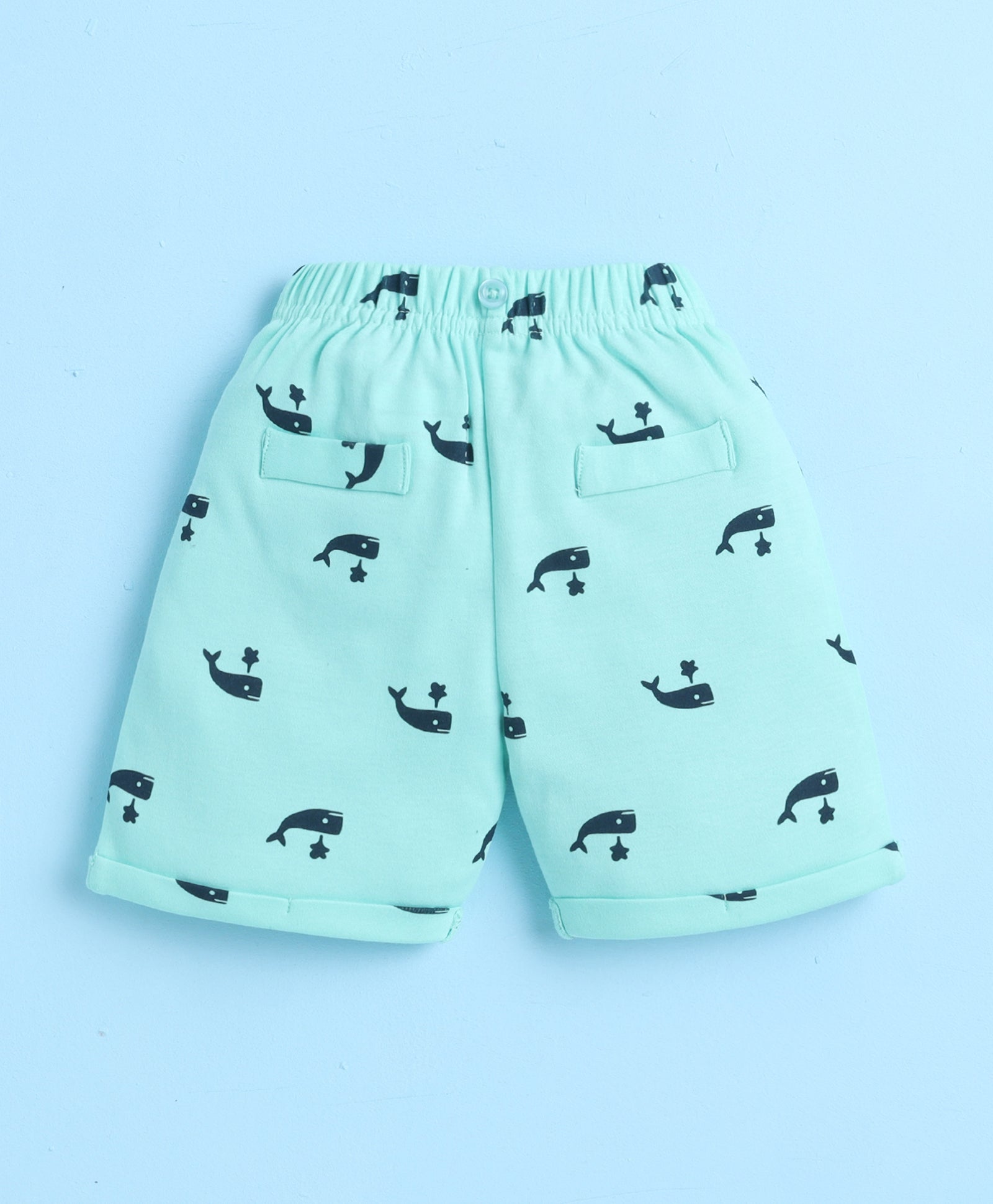 BUMZEE Navy & Mint Boys Half Sleeves T-shirt & Short Set With Bow Suspender