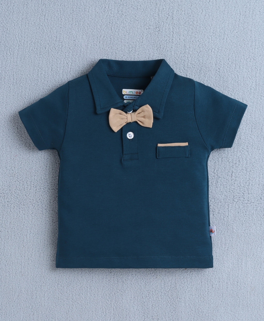 Bumzee Teal & Beige Formal Set, Half Sleeves, 100% Cotton