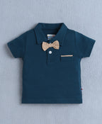 Bumzee Teal & Beige Formal Set, Half Sleeves, 100% Cotton