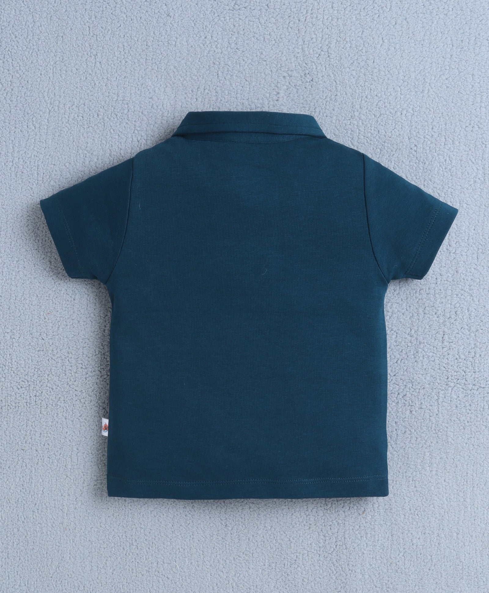 BUMZEE Teal & Beige Boys Half Sleeves T-shirt & Short Set With Applique Bow Suspender