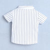 BUMZEE White & Navy Boys Half Sleeves Shirt & Short Set With Applique Bow Suspender & Cap