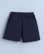 Bumzee White & Navy Striped Formal Set, Half Sleeves, 100% Cotton