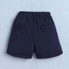 BUMZEE White & Navy Boys Half Sleeves Shirt & Short Set With Applique Bow Suspender & Cap