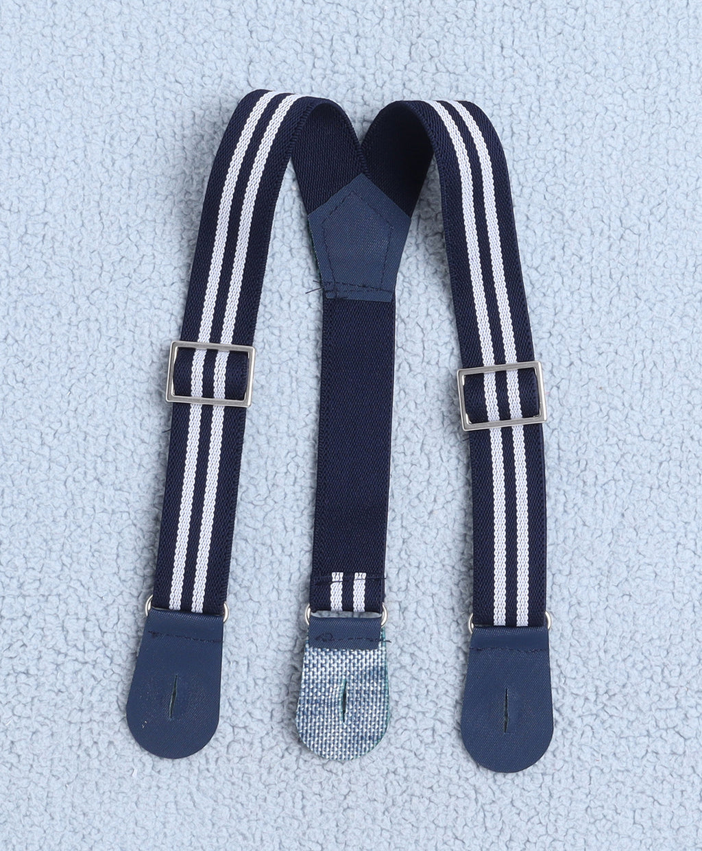 Bumzee White & Navy Striped Formal Set, Half Sleeves, 100% Cotton