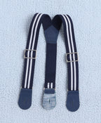 Bumzee White & Navy Striped Formal Set, Half Sleeves, 100% Cotton