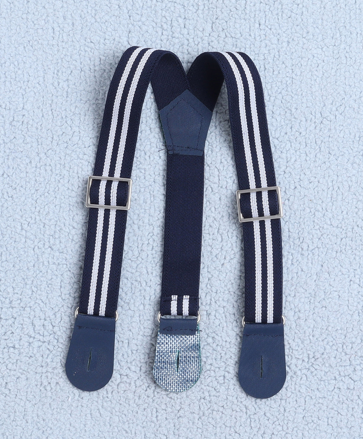 Bumzee White & Navy Striped Formal Set, Half Sleeves, 100% Cotton
