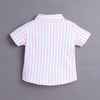 BUMZEE White & Pink Boys Half Sleeves Shirt & Short Set With Applique Bow Suspender & Cap