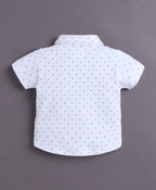 Bumzee White & Brown Graphic Print Formal Set, Half Sleeves, 100% Cotton